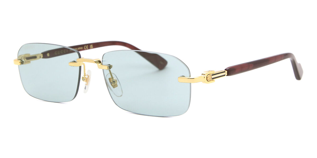 Gucci GG1221S 003 Rectangle Gold Sunglasses | SmartBuyGlasses