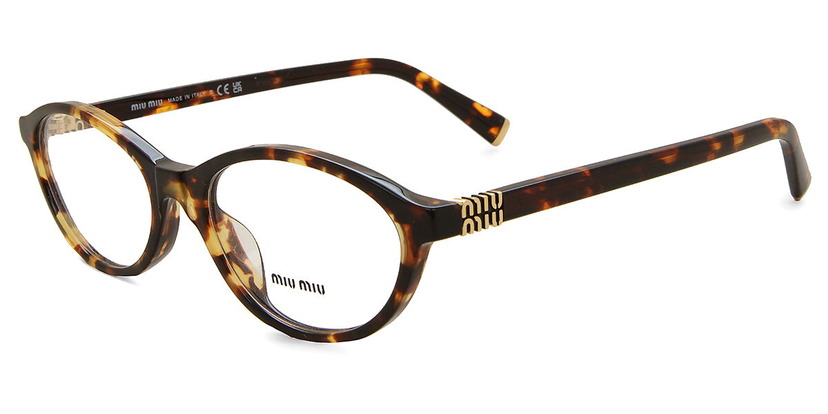 Miu Miu MU09XV VAU1O1 Oval Honey Yellow Tortoise Frame Eyeglasses