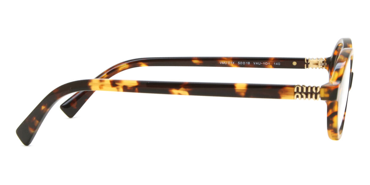 Miu Miu MU01XV VAU1O1 Oval Honey Yellow Tortoise Frame Eyeglasses