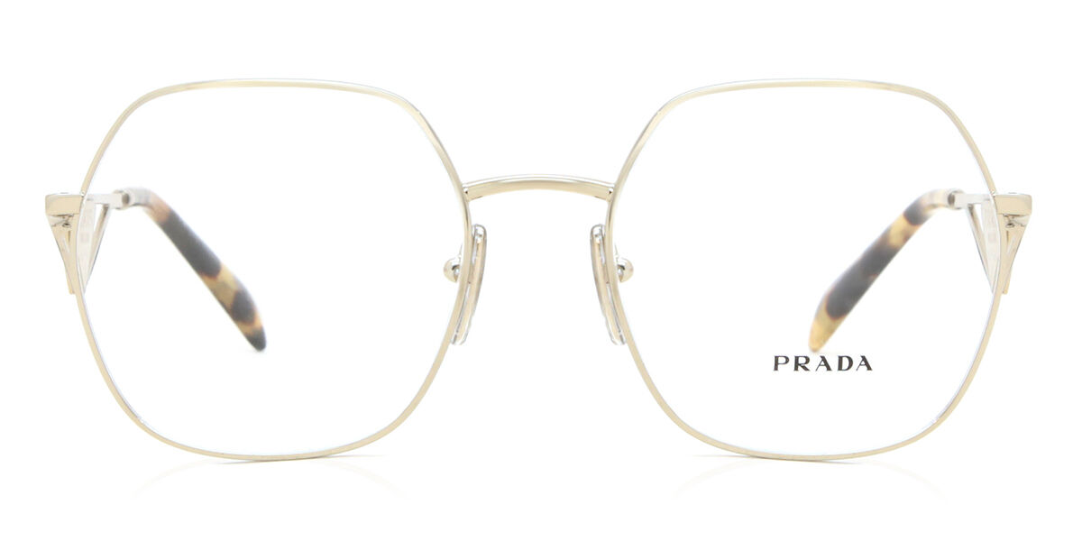 Prada PR 59ZV ZVN1O1 Geometric Pale Gold Frame Eyeglasses