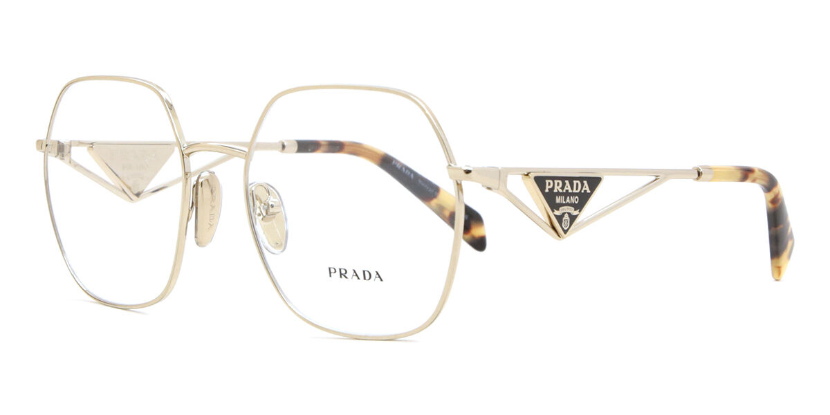 Prada PR 59ZV ZVN1O1 Geometric Pale Gold Frame Eyeglasses