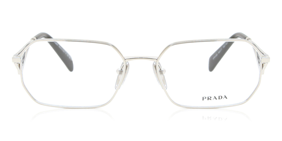 Prada PR A53V 1BC1O1 Geometric Silver Frame Eyeglasses