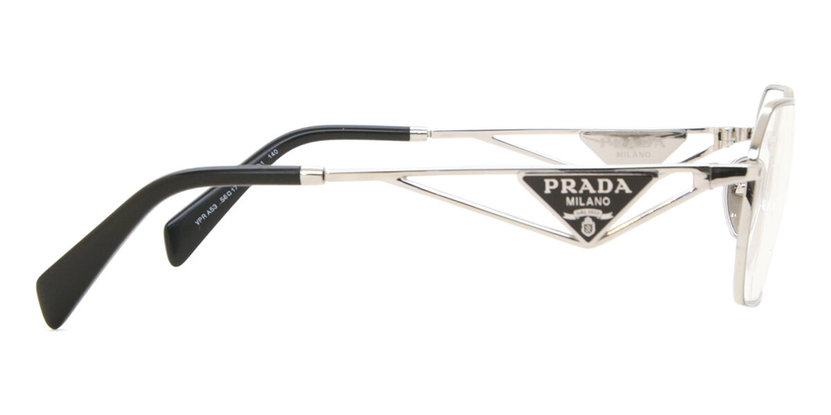 Prada PR A53V 1BC1O1 Geometric Silver Frame Eyeglasses
